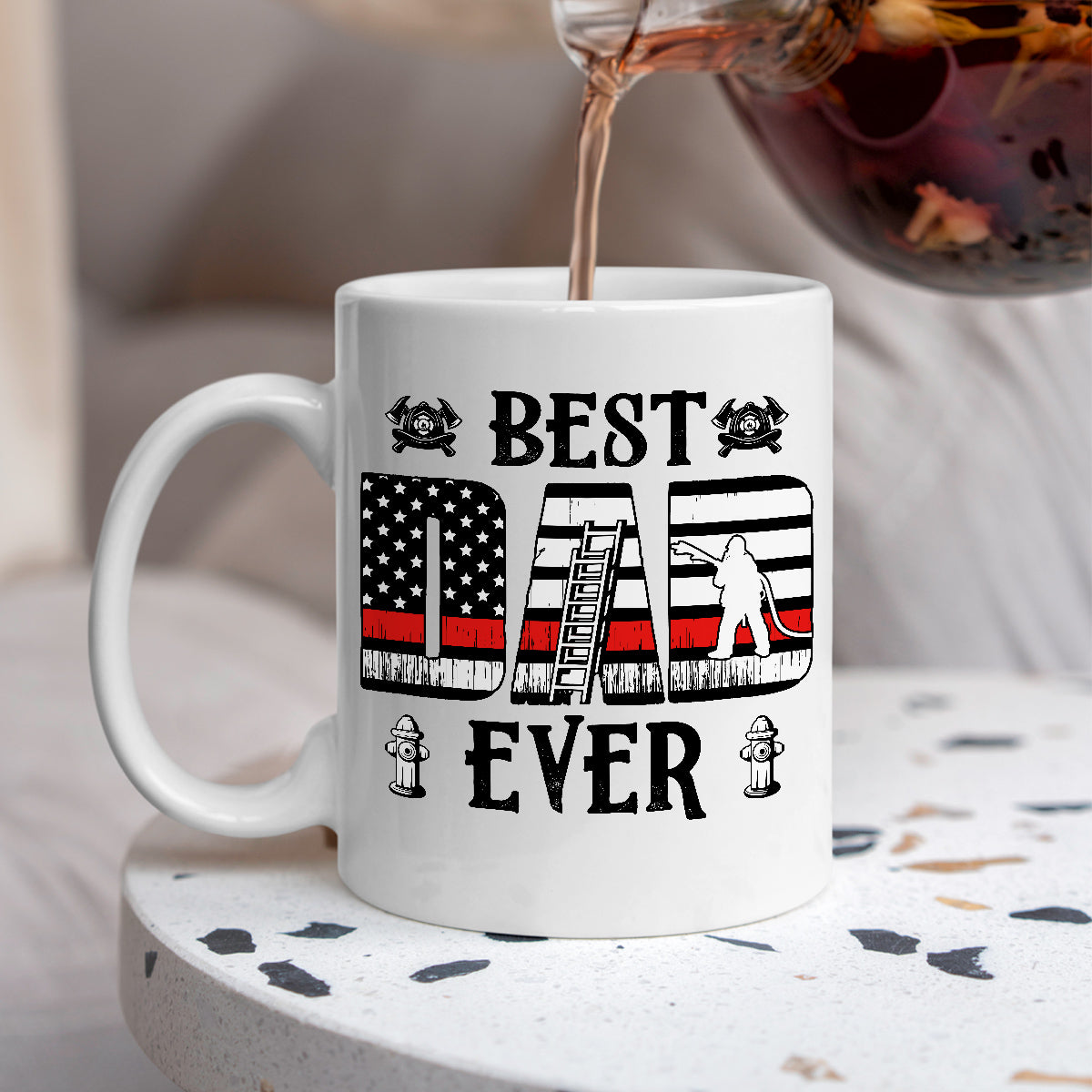 Dad Ever Firefighter Mug, Personalized Coffee Cup For Proud Fireman Father And Kids, Firefighter Gifts For Dad, Husband Or Grandpa, Thoughtful Gifts Father’s Day, Birthday, Or Christmas