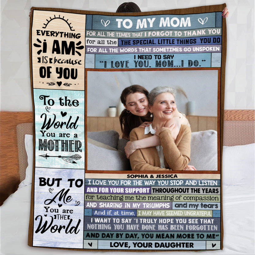 Custom Gifts For Mom, Vintage Wooden Background Custom Love Letter Blanket To My Mom Warm And Cozy Blanket, Gifts For Mom From Daughter Son, Fleece Sherpa Blanket, Gifts For Birthday