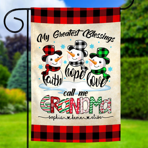 Custom Grandma Christmas Flag, Hope Love Family Names Banner, Holiday Yard Decor, Grandma Christmas Garden Banner, Holiday Lawn Sign, Personalized Garden Flag, Gifts For Nana From Kids