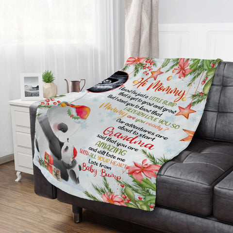 Personalized Panda Christmas Baby Blanket, Custom Photo Ultrasound Baby Bump Gifts For New Mom New Dad Wife, Christmas Fleece Sherpa Blanket Expecting Parents Gifts For Mom To Be,