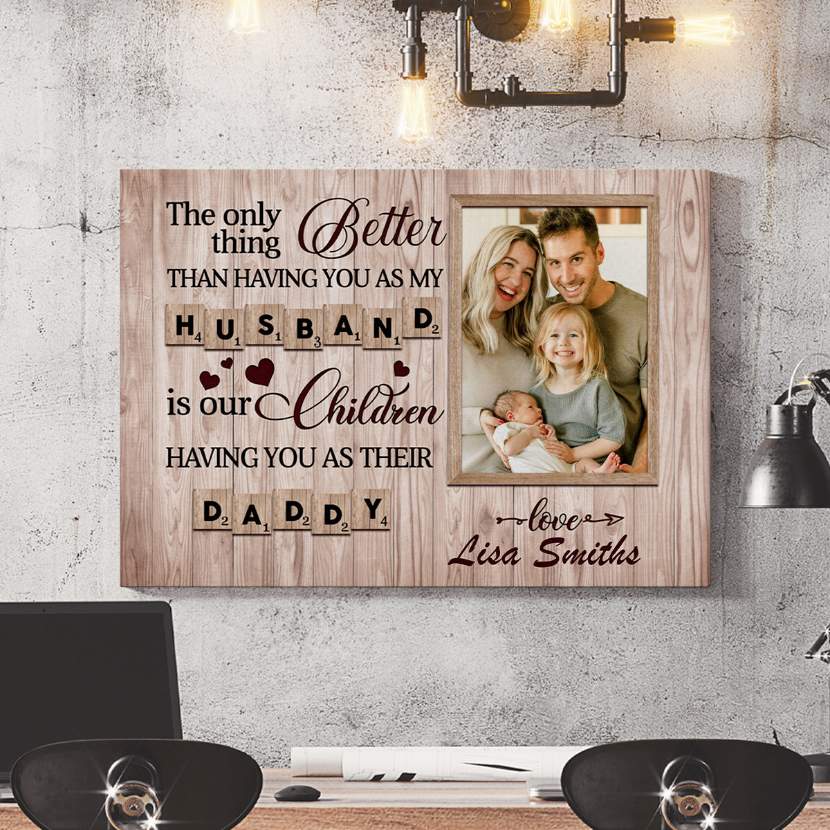 Gifts Ideas For Dad, Having You As My Husband Is Our Children, Personalized Canvas Wall Art, Gifts For Father Dad From Kids Children, Poster Prints Wall Decor, Gifts For Father's Day