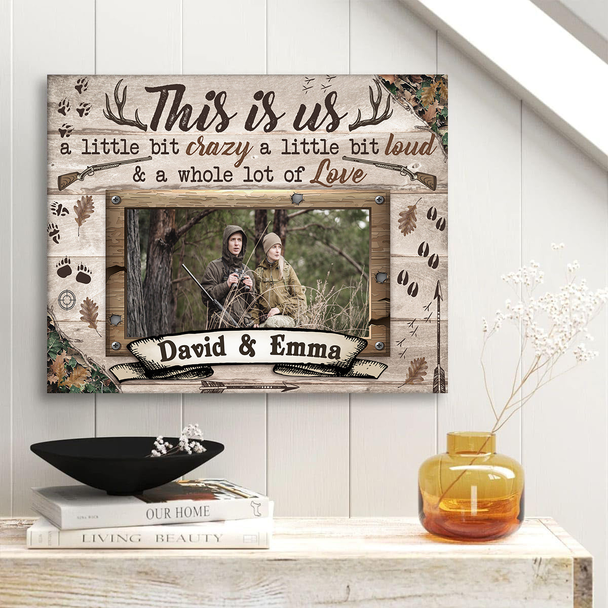 Personalized Name Outdoor Canvas, A Whole Lot Of Love Phrase Artwork, Hunting Theme Couple Wall Decor, Personalized Canvas Wall Art, Gifts For Him Her Honey, Poster Prints