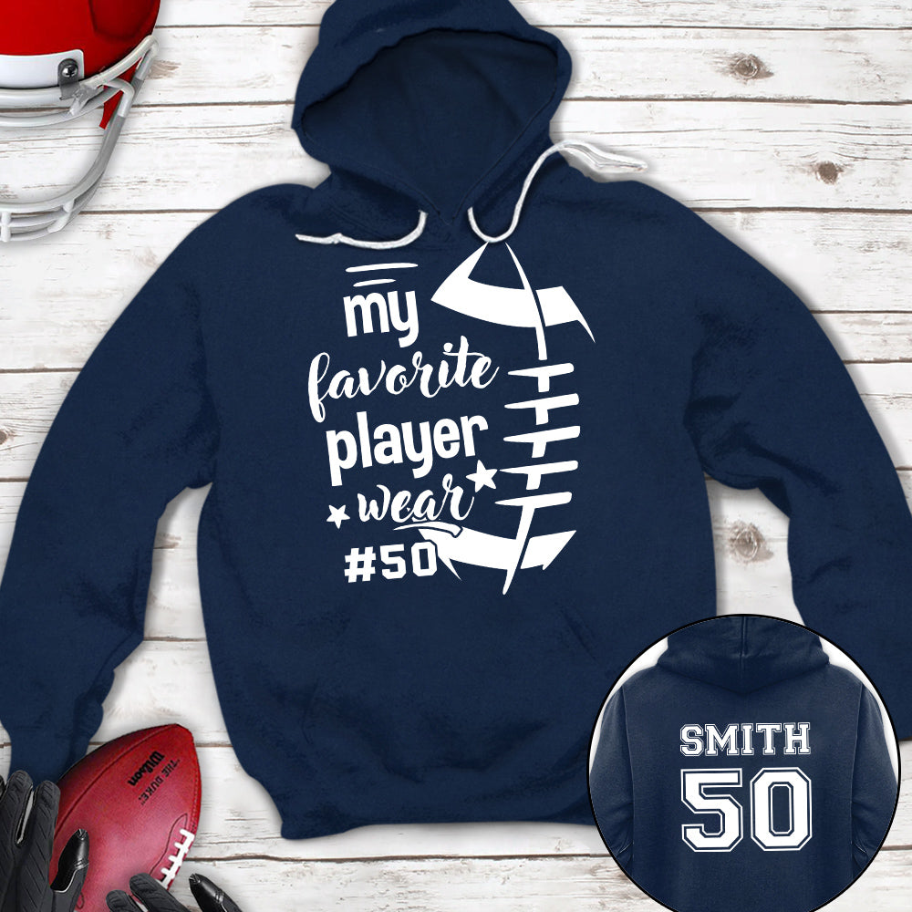 Personalized T-Shirt For Mom Dad From Son Boy Kids Football Gifts My Favorite Player Wear This Number Fan Football Family Football Games Day Custom Title And Number Short Sleeve Tops