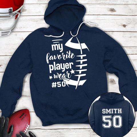 Personalized T-Shirt For Mom Dad From Son Boy Kids Football Gifts My Favorite Player Wear This Number Fan Football Family Football Games Day Custom Title And Number Short Sleeve Tops