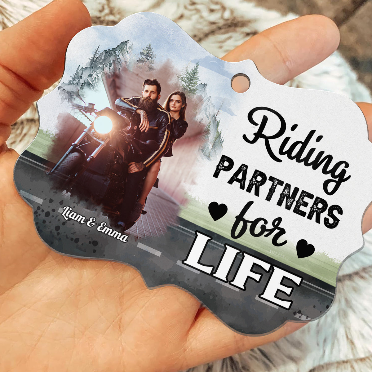 Riding Partners For Life Ornament, Motorcycle Couple Decor, Romantic Biker Love Quote, Personalized Names, Adventure Couple Keepsake, Gifts For Him Her Honey, Xmas Tree Decor Valentine