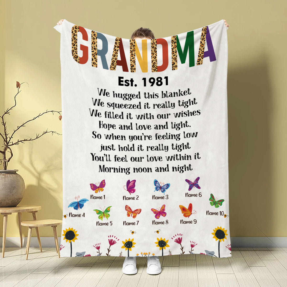 Grandmother Blanket, Established Year Title, Inspirational Poem Style, Personalized Names Display, Personalized Blanket, Gifts For Nana From Grandkids, Custom Fleece Sherpa Blankets