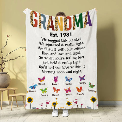 Grandmother Blanket, Established Year Title, Inspirational Poem Style, Personalized Names Display, Personalized Blanket, Gifts For Nana From Grandkids, Custom Fleece Sherpa Blankets