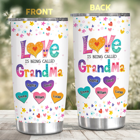 Gifts For Grandparents, Colorful Pattern Mom Grandma Love Is Being Called Grandma , Personalized Tumbler, Gifts For Gigi From Grandkids, 20oz With Lid Travel Cup Mother's Day