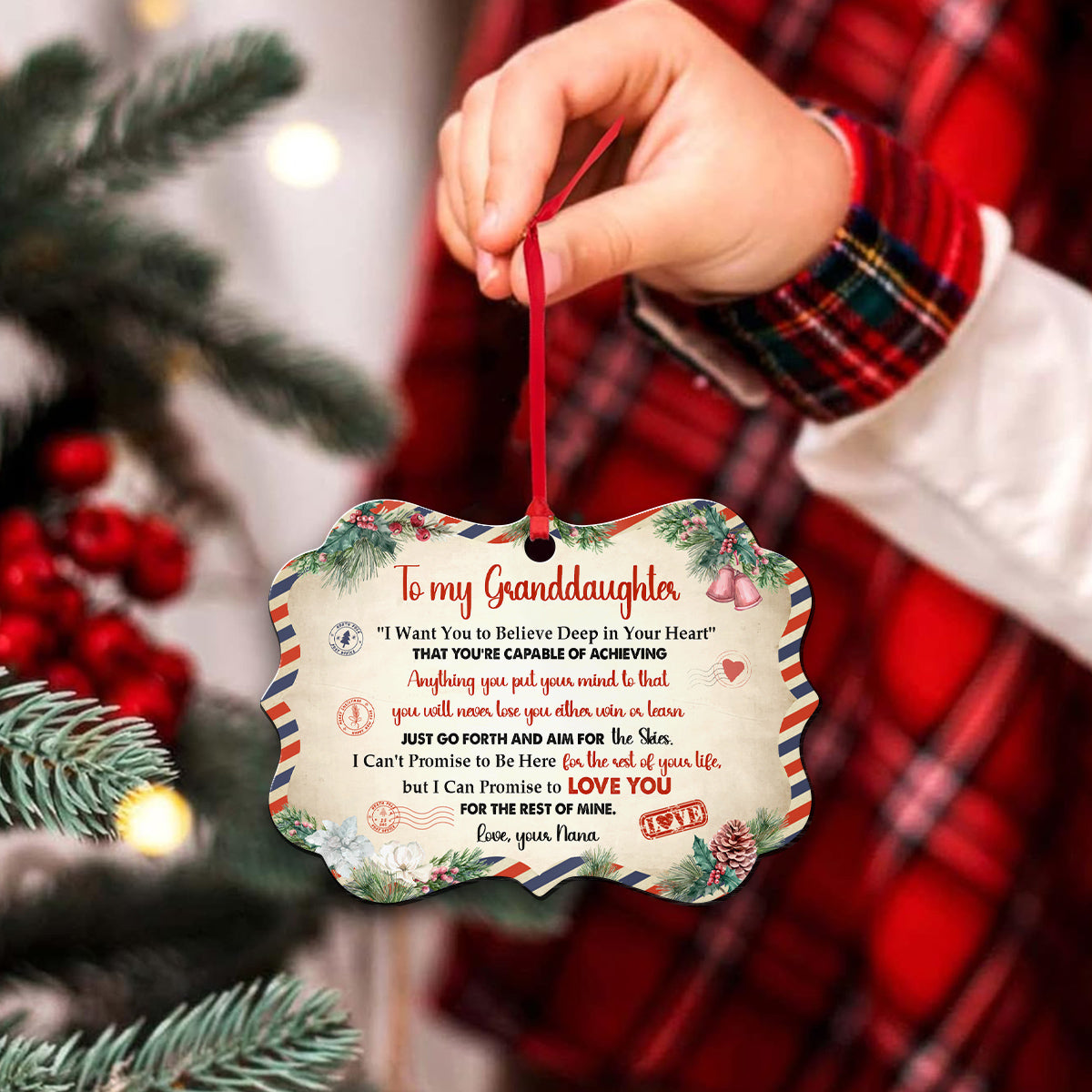 Granddaughter Gifts, Airmail Letter Just Go Forth And Aim For The Skies Medallion Aluminum Ornament For Baby From Mimi, Xmas Tree Decor, Gifts Holiday Winter Xmas Christmas Tree Hanging