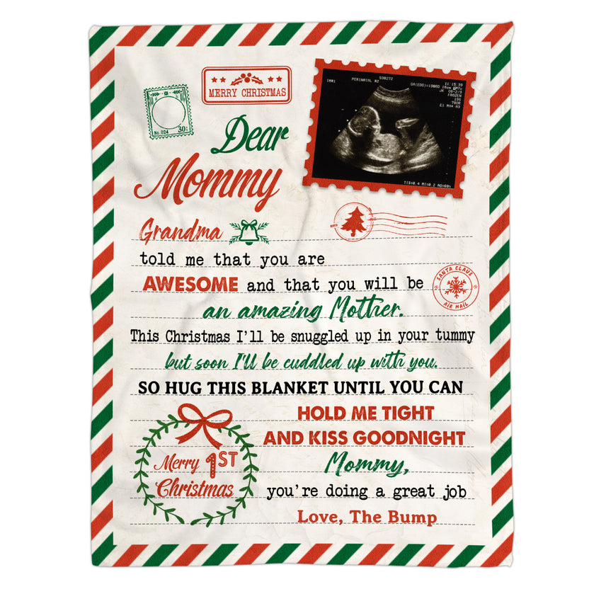Personalized Blanket For Future Mommy From Grandma Baby Bump This Christmas I'll Be Snuggled Up In Your Tummy Mom To Be Gifts Custom Name Photo Fleece Sherpa Blanket For Christmas Xmas