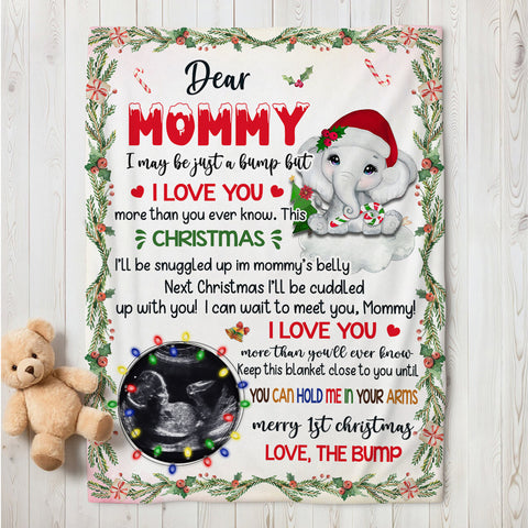 Mom To Be Gifts, Dear Mommy I Can't Wait To Meet You Elephant Baby Ultrasound Photo , Personalized Photo Blanket, Gifts For New Mommy, Fleece Sherpa, New Mom Blanket, Gifts For Xmas