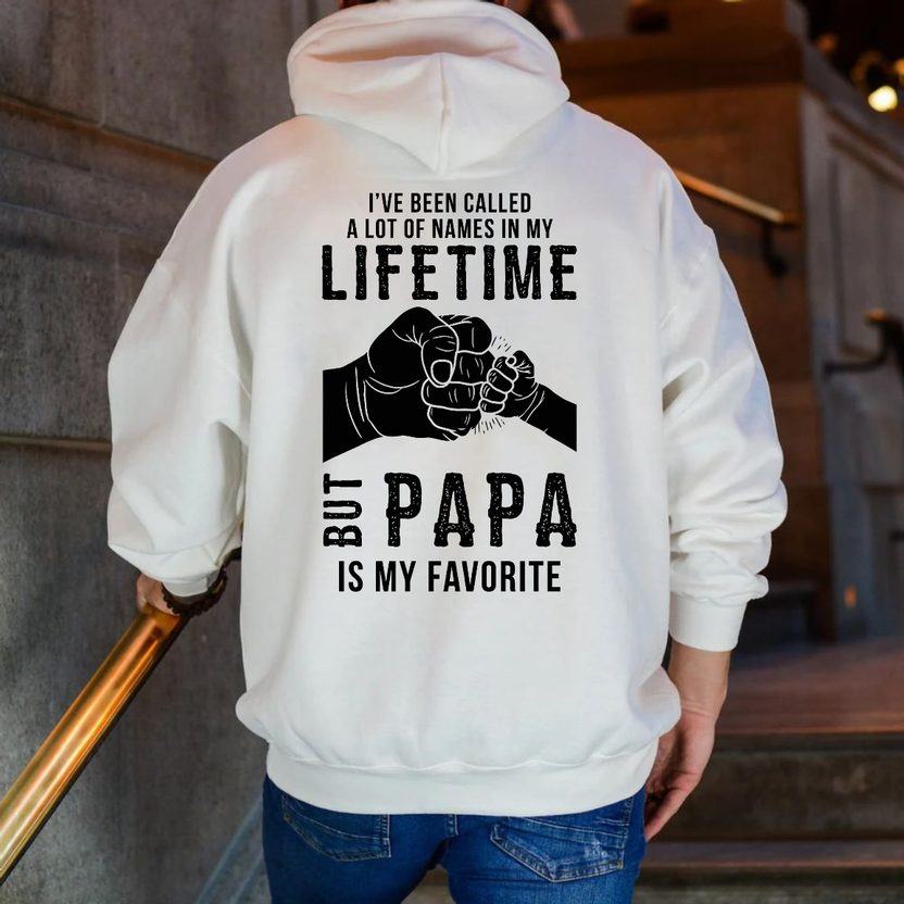 Papa Is My Favorite Name Back Print Shirt, Funny Grandpa T Shirt For Men, Cute Grandfather Gift From Granddaughter, Father’S Day Papa Tee, Vintage Back Graphic Grandpa Apparel, Unisex Crewneck Pullover Tee, Classic Streetwear