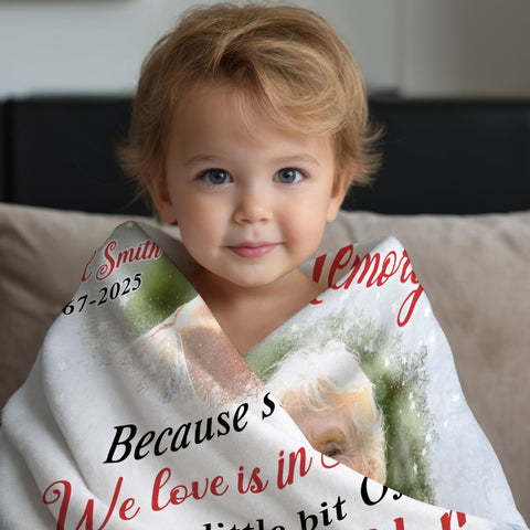 Sympathy Gifts, Memorial Blanket With Photo, Loving Memory Because Someone We Love Is In Heaven Condolence Gifts Anniversary