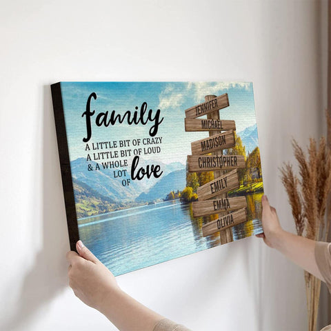 Personalized Canvas Wall Art For Parents Grandparents From Kids Grandkids Wooden Signs A Little Crazy Custom Multi Name Poster Prints Home Decor Family Gifts For Mom Dad On Birthday
