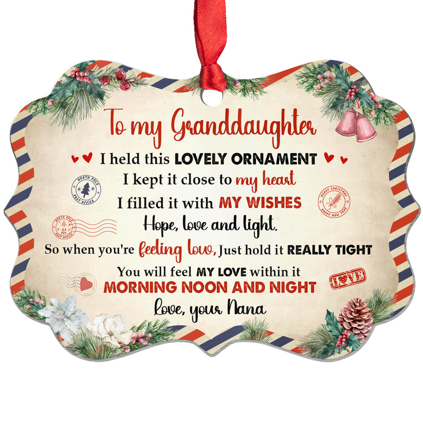 Granddaughter Gifts, Vintage Airmail Letter I Held This Lovely Ornament Medallion Aluminum Ornament  For Baby From Mimi, Xmas Tree Decor, Gifts For Birthday Xmas Holiday Winter
