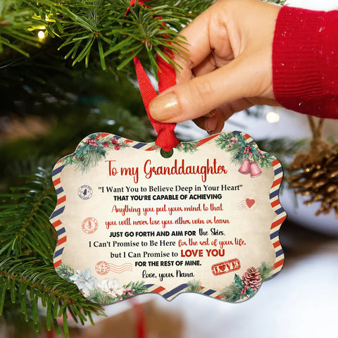 Granddaughter Gifts, Airmail Letter Just Go Forth And Aim For The Skies Medallion Aluminum Ornament For Baby From Mimi, Xmas Tree Decor, Gifts Holiday Winter Xmas Christmas Tree Hanging