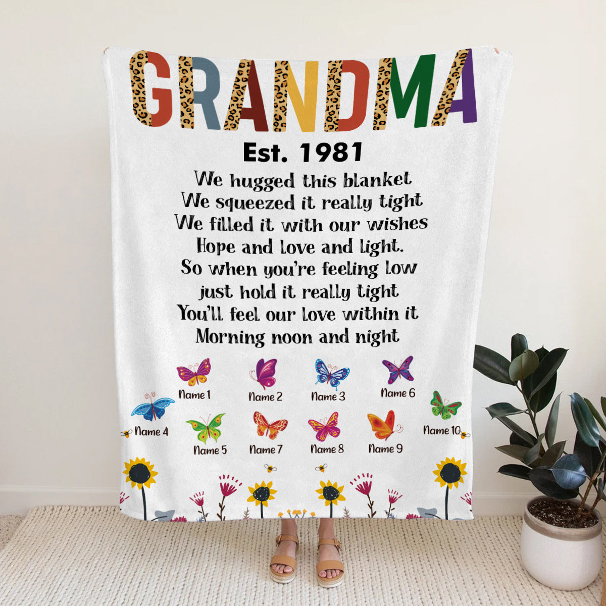 Grandmother Blanket, Established Year Title, Inspirational Poem Style, Personalized Names Display, Personalized Blanket, Gifts For Nana From Grandkids, Custom Fleece Sherpa Blankets