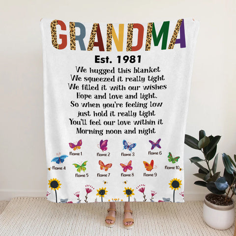 Grandmother Blanket, Established Year Title, Inspirational Poem Style, Personalized Names Display, Personalized Blanket, Gifts For Nana From Grandkids, Custom Fleece Sherpa Blankets