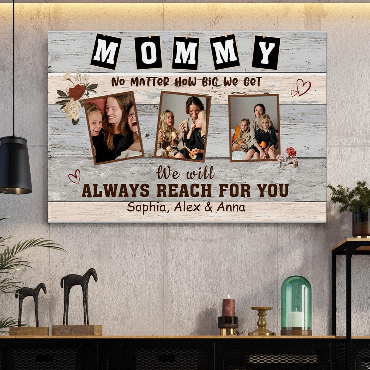 Gifts Ideas For Mom, No Matter How Big We Get We Will Reach, Personalized Canvas Wall Art, Gifts For Mom Mother From Kids Children, Poster Prints Home Decoration, Gifts For Birthday