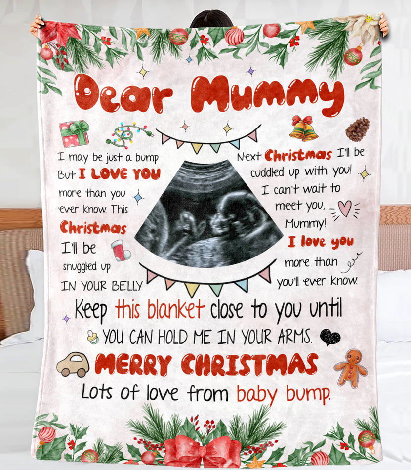 Personalized Blanket For Future Mother From Baby Bump Pregnency I Can't Wait To Meet You Mommy Custom Name Upload Photo New Parents Gifts Fleece Sherpa Blanket For Christmas Xmas
