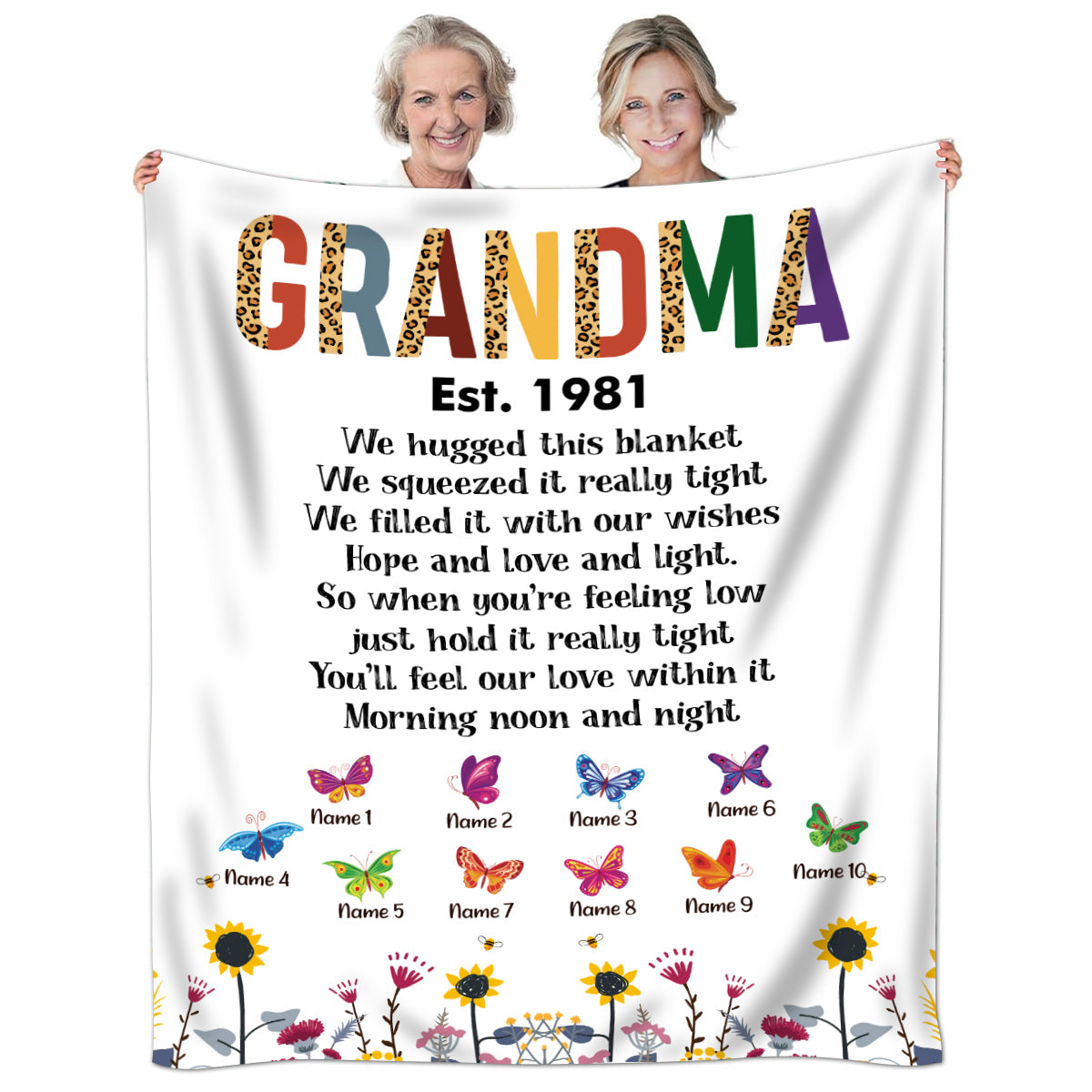 Grandmother Blanket, Established Year Title, Inspirational Poem Style, Personalized Names Display, Personalized Blanket, Gifts For Nana From Grandkids, Custom Fleece Sherpa Blankets