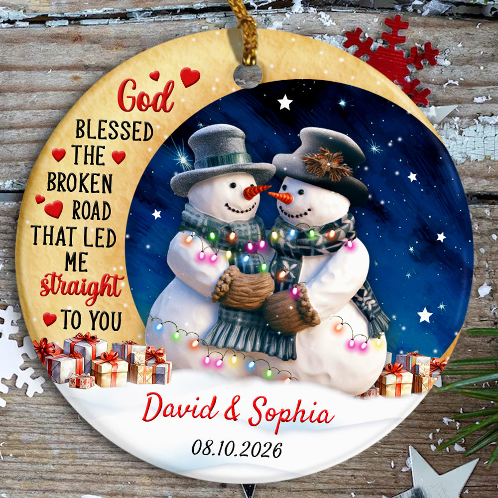 God Blessed The Road That Led Me To You Cute Couple Crescents Moon, Personalized Name Christmas Ornament For Couples, Christmas Tree Decoration, Personalized Ornament, Gifts For Him Her