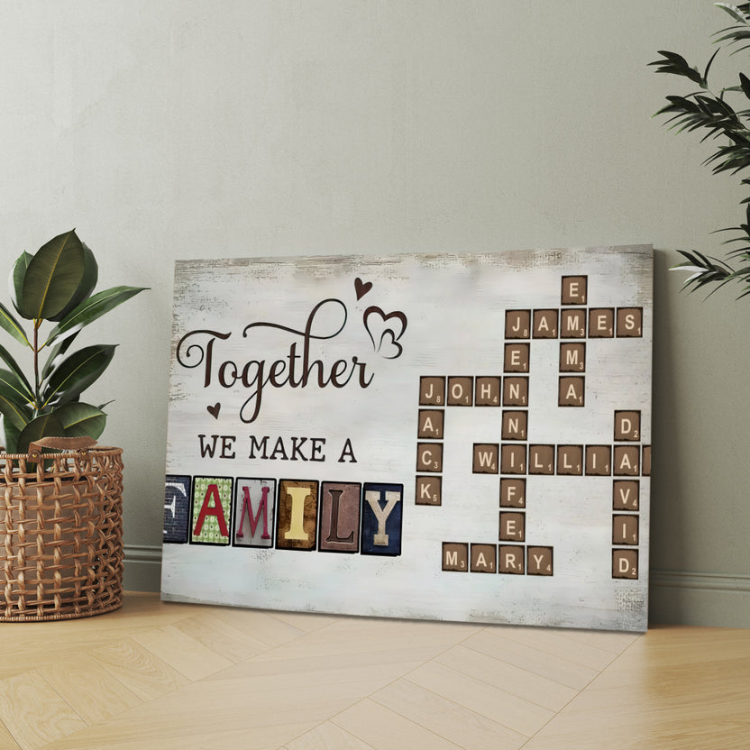 Together We Make A Family Crossword Art Poster, Personalized Canvas Wall Art, Gifts For Parents, Poster Prints Home Decor