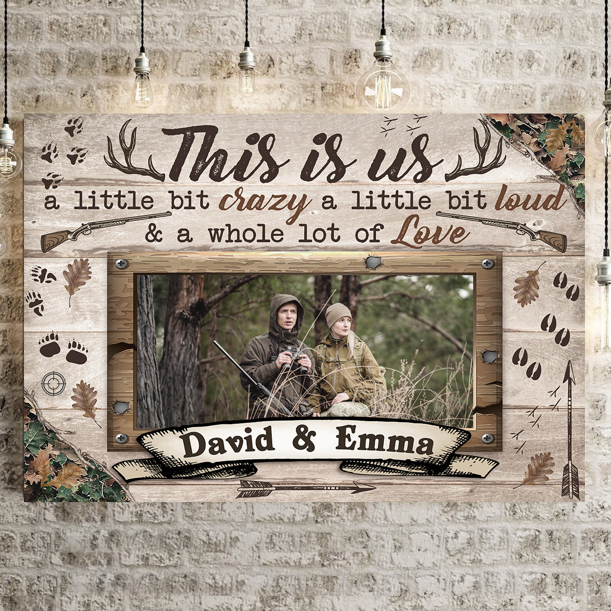 Personalized Name Outdoor Canvas, A Whole Lot Of Love Phrase Artwork, Hunting Theme Couple Wall Decor, Personalized Canvas Wall Art, Gifts For Him Her Honey, Poster Prints