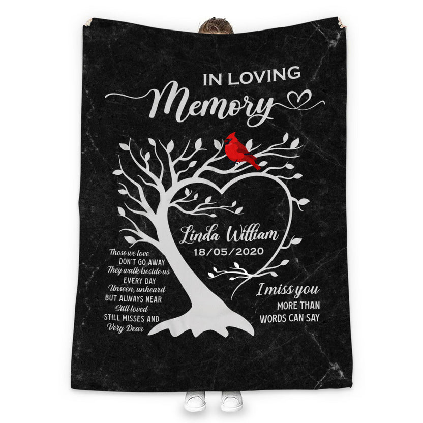 Sympathy Gifts Ideas, Personalized Memorial Blank, Unseen Unheard But Always Near Red Bird, Loss Of Mom Dad Blanket, Fleece Sherpa, Grieving Gifts For Anniversary