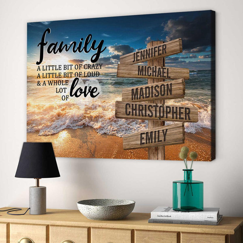 Personalized Canvas Wall Art For Mom Dad Grandma From Kids Grandkids A Little Of Crazy Loud And Lot Love Wooden Signs Custom Multi Name Poster Prints Home Decor Family Gifts For Birthday