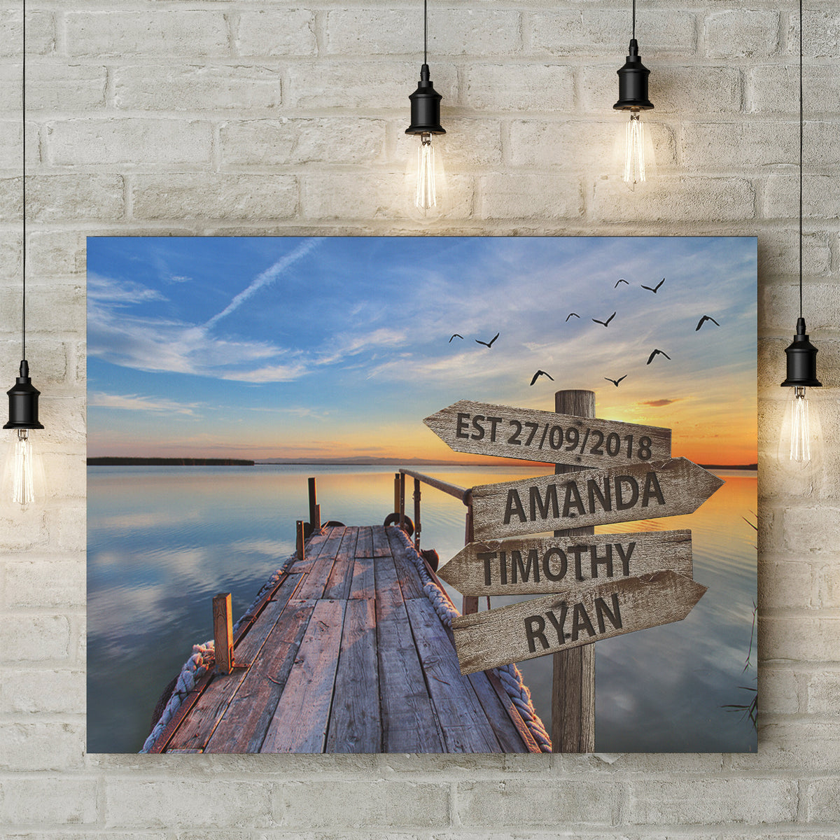 Personalized Canvas Wall Art For Mom Dad Family From Family Members Sunset Street Sign Est Year Custom Multi Name Poster Prints Home Decor Unique Family Gifts For Mom Dad On Birthday