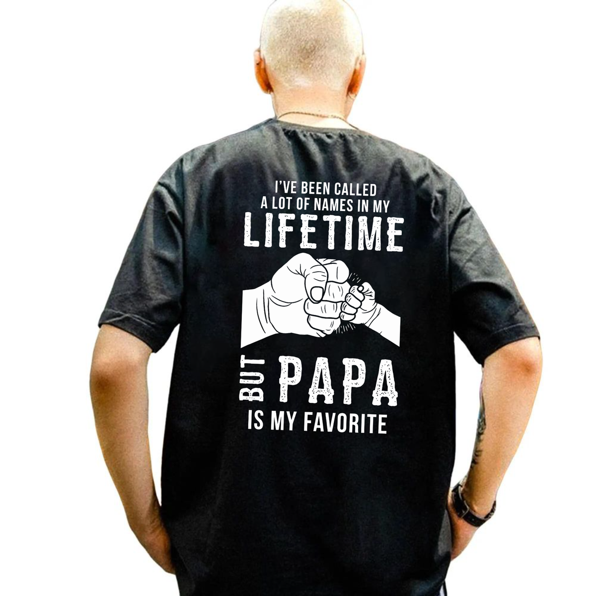 Papa Is My Favorite Name Back Print Shirt, Funny Grandpa T Shirt For Men, Cute Grandfather Gift From Granddaughter, Father’S Day Papa Tee, Vintage Back Graphic Grandpa Apparel, Unisex Crewneck Pullover Tee, Classic Streetwear