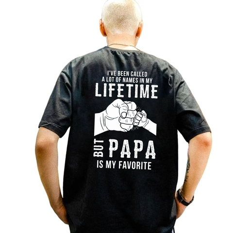Papa Is My Favorite Name Back Print Shirt, Funny Grandpa T Shirt For Men, Cute Grandfather Gift From Granddaughter, Father’S Day Papa Tee, Vintage Back Graphic Grandpa Apparel, Unisex Crewneck Pullover Tee, Classic Streetwear