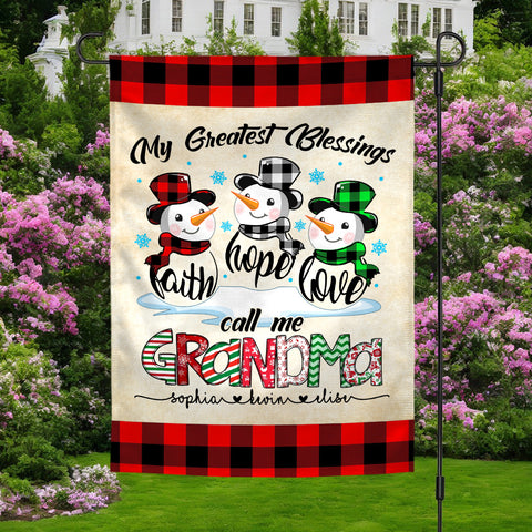 Custom Grandma Christmas Flag, Hope Love Family Names Banner, Holiday Yard Decor, Grandma Christmas Garden Banner, Holiday Lawn Sign, Personalized Garden Flag, Gifts For Nana From Kids