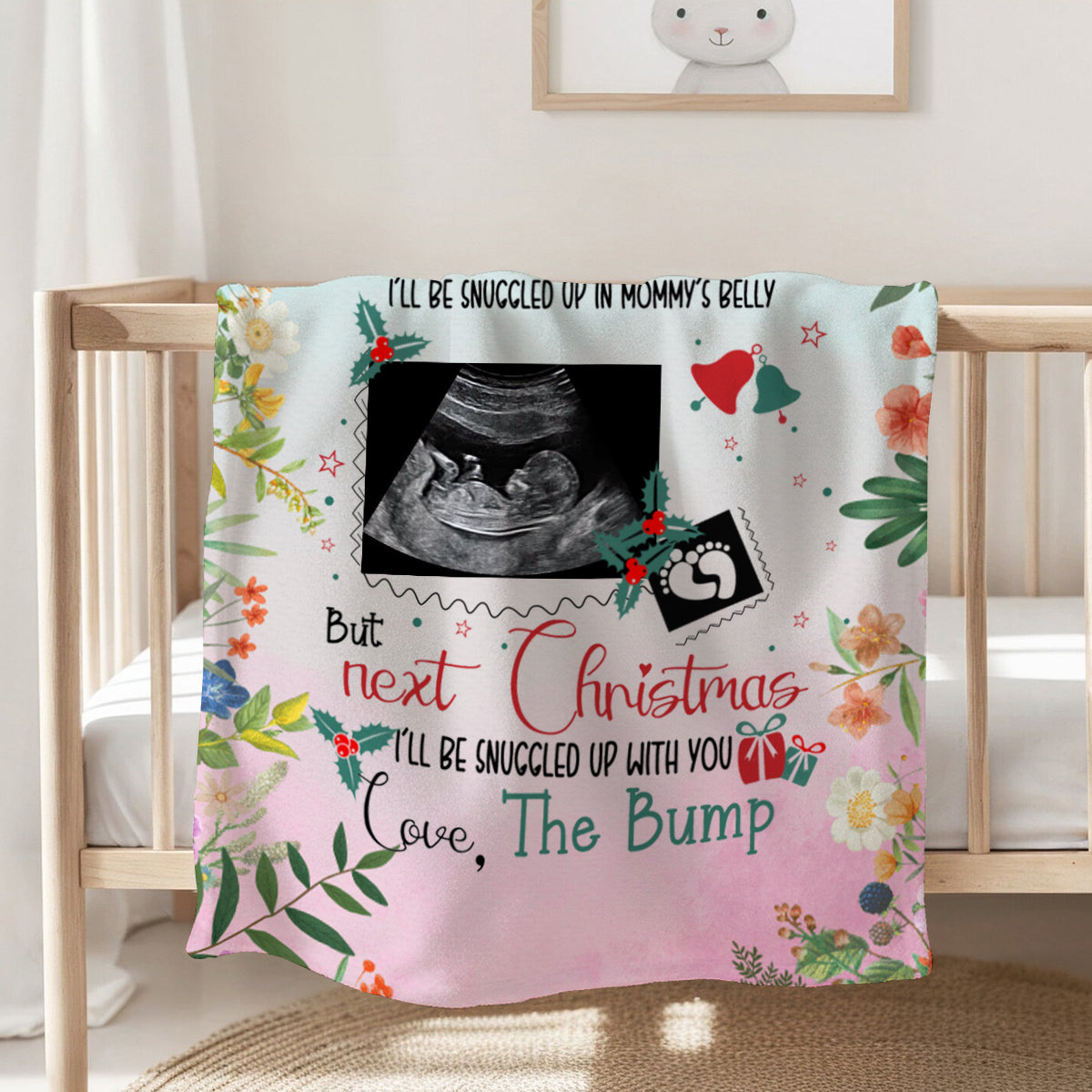 Expecting Parents Gifts, I’ll Be Snuggled Up In Mommy’s Belly, Personalized Photo Blanket, Gifts For New Daddy, Fleece Sherpa Blanket, Expectant Parents Blanket, Gifts For Birthday Xmas