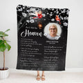 Sympathy Gifts, Memorial Blanket With Photo, In Memory Blanket, Heaven Watching Over Message, Portrait Photo Area, Lantern And Red Birds Artwork, Comfort Verse About Heaven, Loss Of Mom