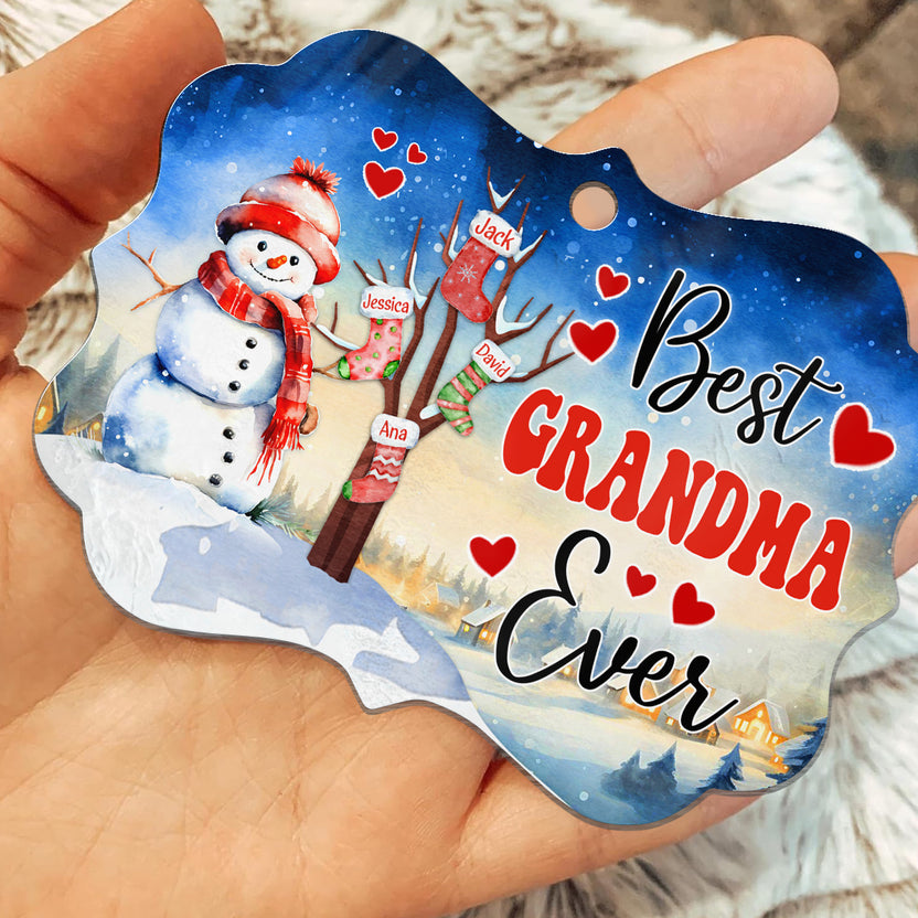 Gifts For Grandparents, Cute Stocking In Xmas Tree Awesome Grandma Ever Christmas Ornament, Gifts For Nana From Grandchildren, Xmas Tree Hanging Medallion Aluminum Ornament Keepsake