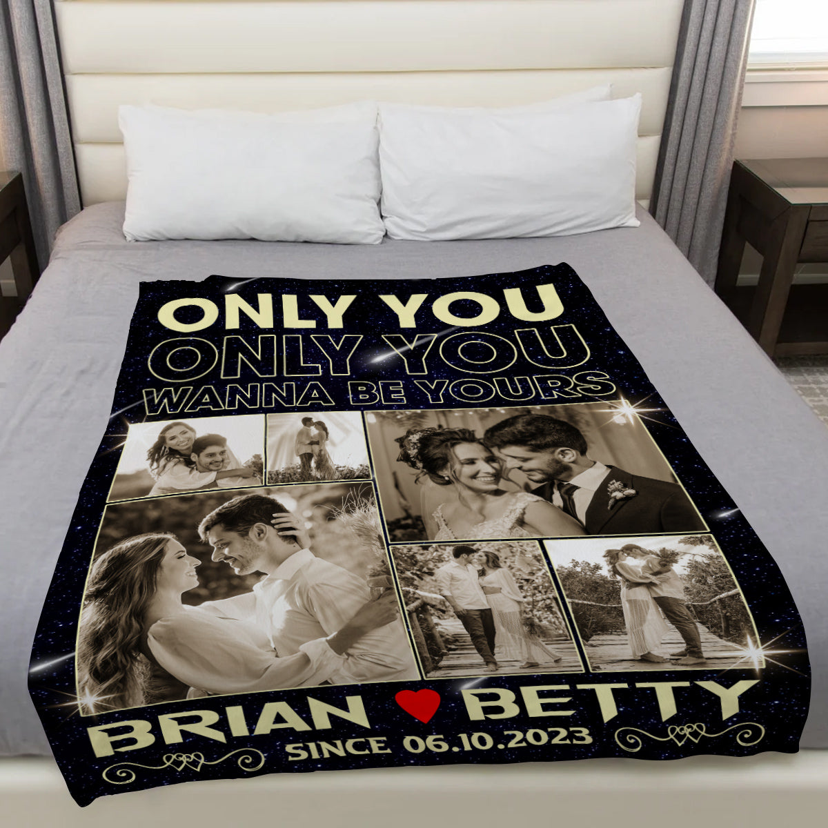 You Wanna Be Yours Photo Blanket, Custom Couple Collage With Names And Date, Cozy Relationship Keepsake Gifts For Him Her Custom Fleece Sherpa Blanket, Gifts For Valentine Anniversary