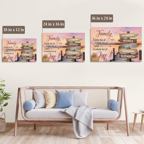 Family Gifts, Street Sign Multi Name Ocean Dock Quotes Family A Little Bit Of Crazy Canvas Wall Art Poster Prints Home Decor