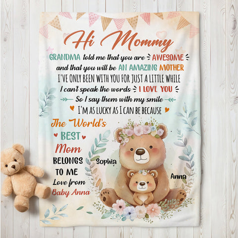 New Parents Gifts, I've Only Been With You For A While Cute Mommy Baby Bear, Personalized Blanket, Gifts For Expecting Mom, Fleece Sherpa, Blanket For New Mom, Gifts For Mother's Day