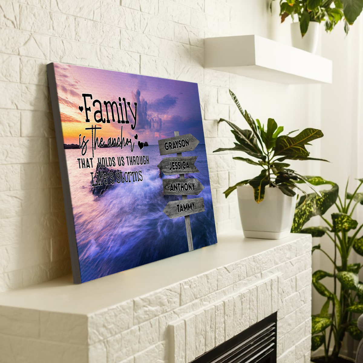 Personalized Canvas Wall Art For Mom Dad Kids From Son Daughter Street Sign Multi Name Family Is The Anchor Custom Multi Name Poster Prints Home Decor Family Gifts For Mom Dad