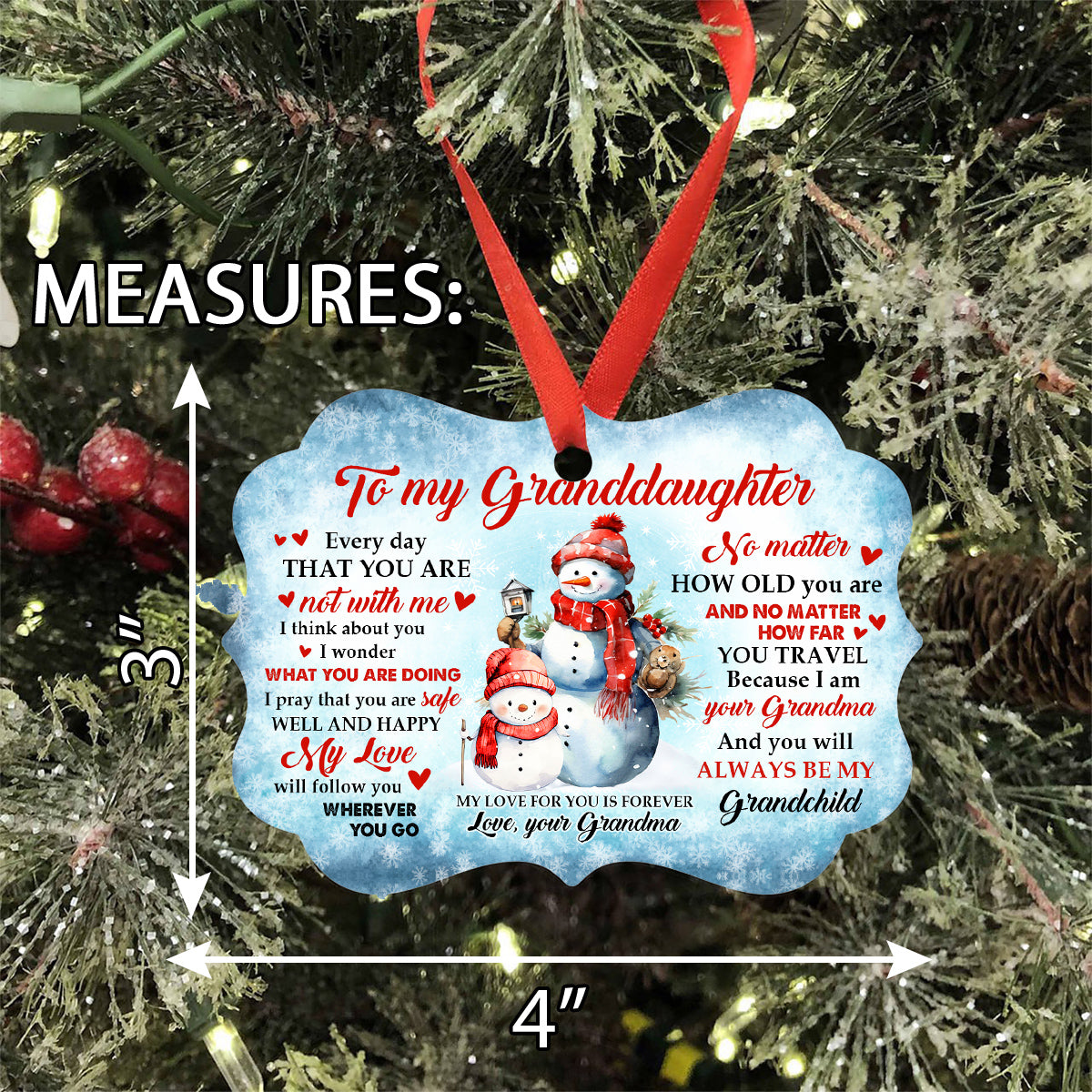 Granddaughter Gifts, Cute Grandma & Grandkid Together Snowflakes I Wonder What You Are Doing Medallion Aluminum Ornament For Baby From Mimi, Xmas Tree Decor, Gifts For Birthday Xmas
