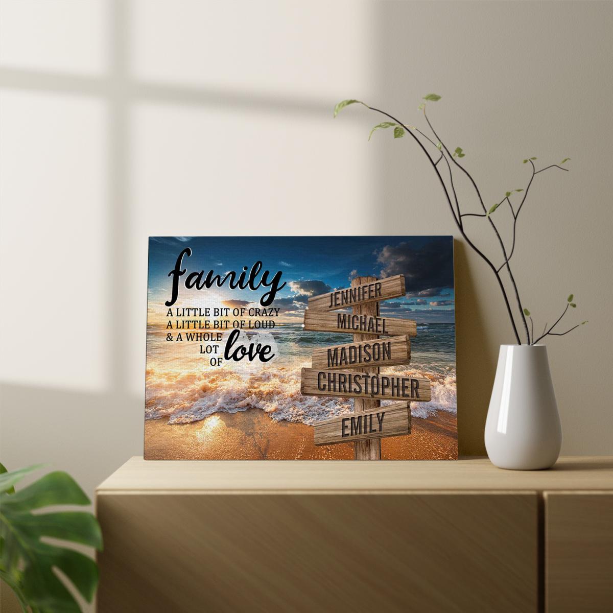Personalized Canvas Wall Art For Mom Dad Grandma From Kids Grandkids A Little Of Crazy Loud And Lot Love Wooden Signs Custom Multi Name Poster Prints Home Decor Family Gifts For Birthday