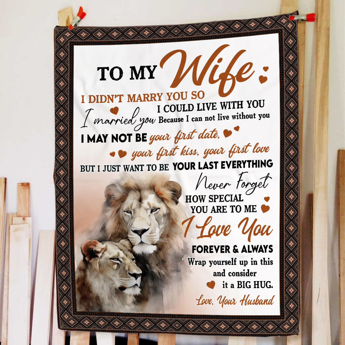 Gifts Ideas For Wife, Lion Couple Love You Always, Personalized Blanket, Gifts For Husband And Wife From Husband Lovers, Custom Fleece Sherpa Blanket, Gifts For Birthday Anniversary