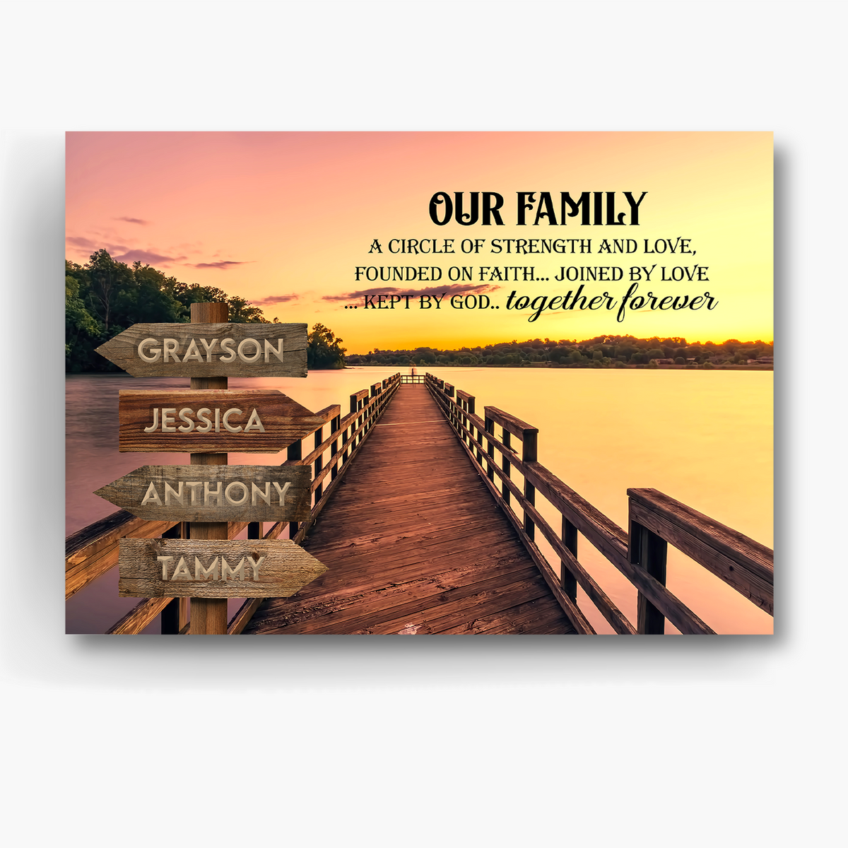 Personalized Canvas Wall Art For Mom Dad Kids From Son Daughter Street Sign Multi Name Ocean Dock Meaningful Quotes Family Sunset Printed Custom Multi Name Poster Prints Home Decor