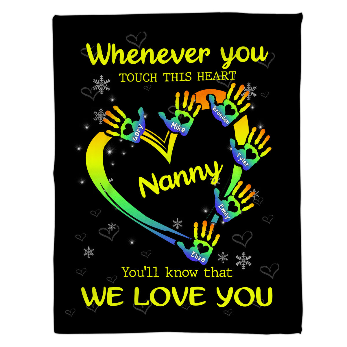 Grandma Gifts, Whenever You Touch This Heart Handprint Printed, Personalized Blanket, Gifts For Abuela From Grandchild, Custom Fleece Sherpa Blanket, Gifts For Christmas Xmas