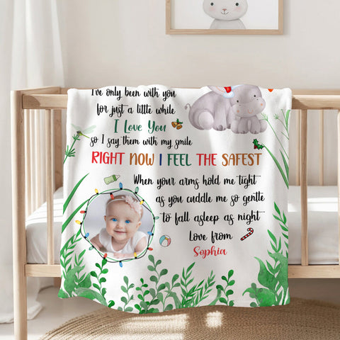Pregnant Mom Gifts, Right Now I Feel The Safest Upload Photo With Hippo, Personalized Blanket, Gifts For Expected Mom Mommy, Fleece Sherpa, Mom To Be Blanket, Gifts For Christmas Xmas