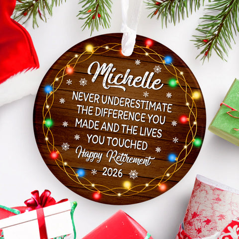 Personalized Coworker Gifts, Custom Christmas Ornament, Workplace Retirement, 'Never Underestimate The Difference You Made And The Lives You Touched', Gifts For Comrade Work Friends