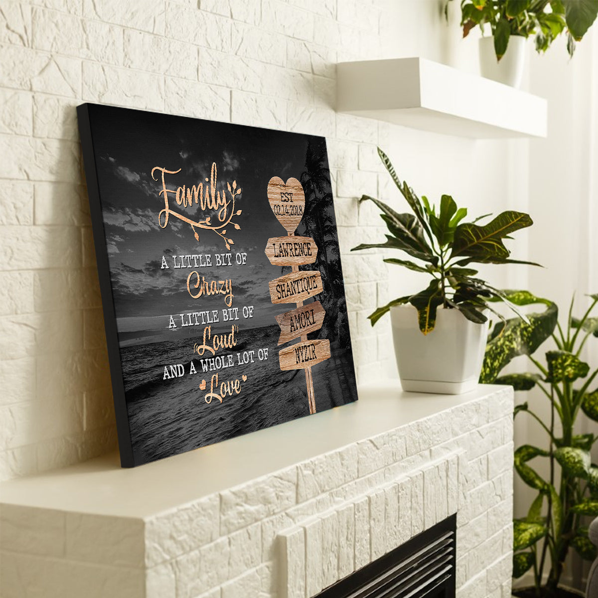 Unique Family Gifts, Family A Little Bit Of Crazy Heart Street Sign, Personalized Canvas Wall Art, Gifts For Parents, Poster Prints Home Decor, Family Wall Art, Gifts For Birthday Xmas