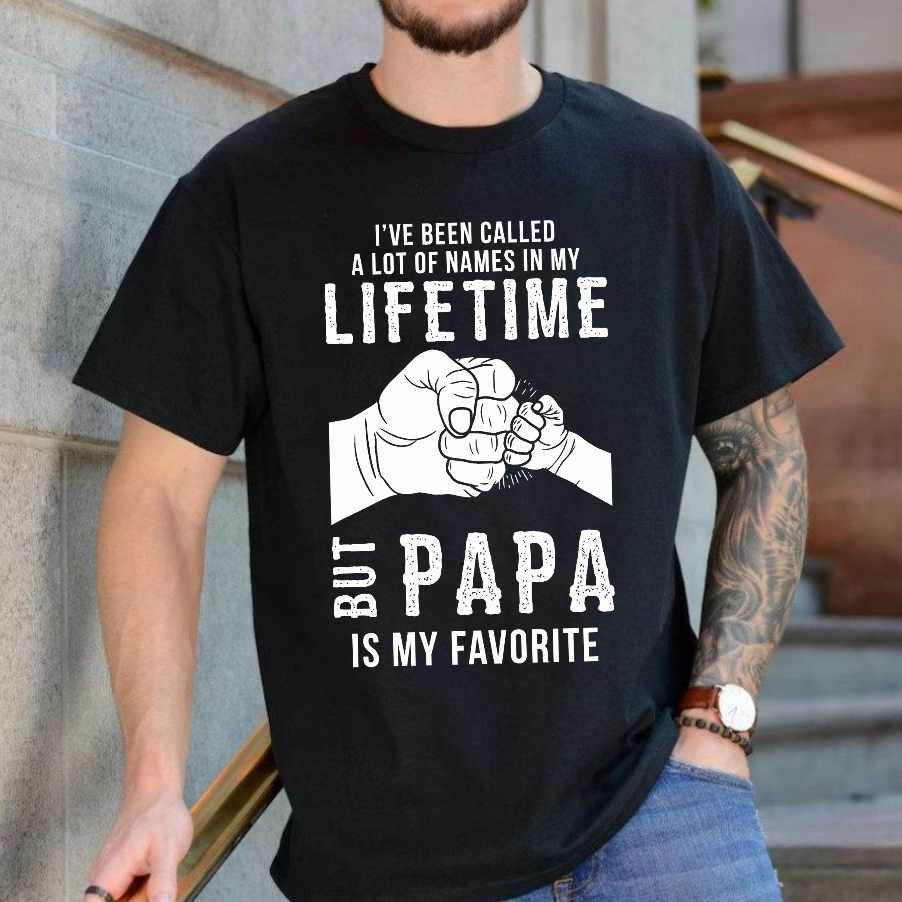 Papa Is My Favorite Name Shirt, Funny Grandpa T Shirt For Men, Cute Grandfather Gift From Granddaughter, Father’S Day Grandpa Tee, Birthday Gift For Papa, Family Matching Shirt, Grandpa Appreciation Gift, Unisex Crewneck Pullover Tee, Casual Clothing